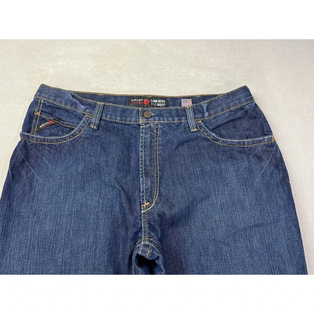 Ariat FR M4 Low Rise Boot Cut Jeans Mens 38x30 Blue Flame Resistant Denim